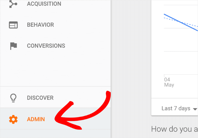Select Admin in Google Analytics