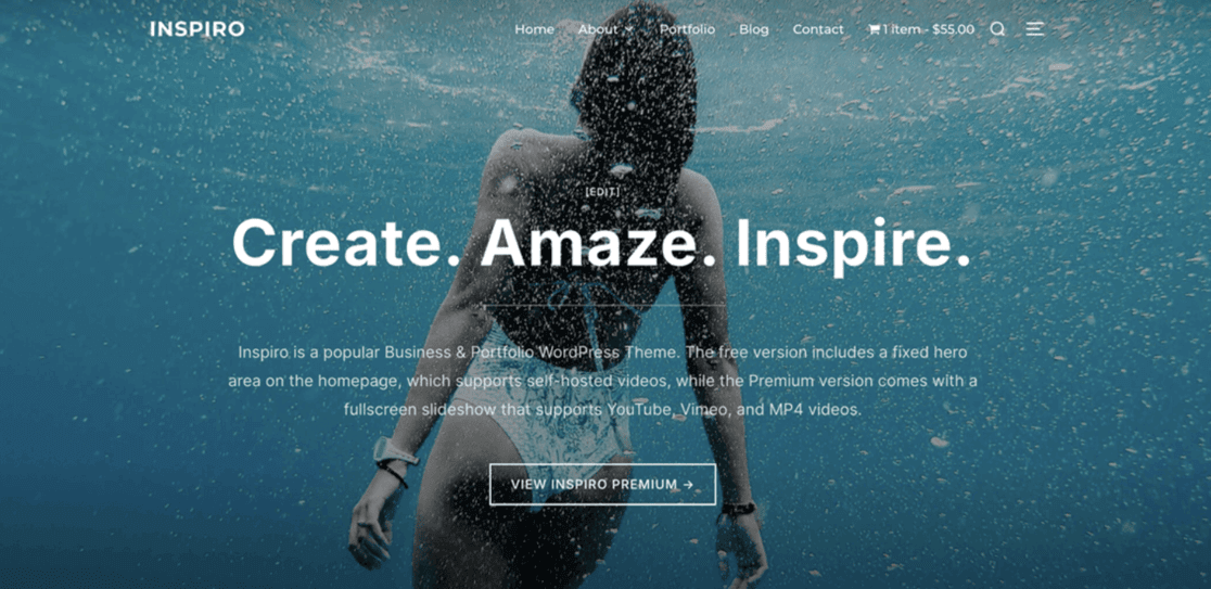 Inspiro best free WordPress theme photo and video