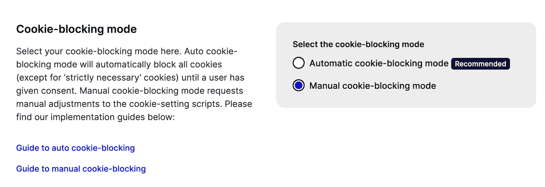 Cookiebot script blocking settings