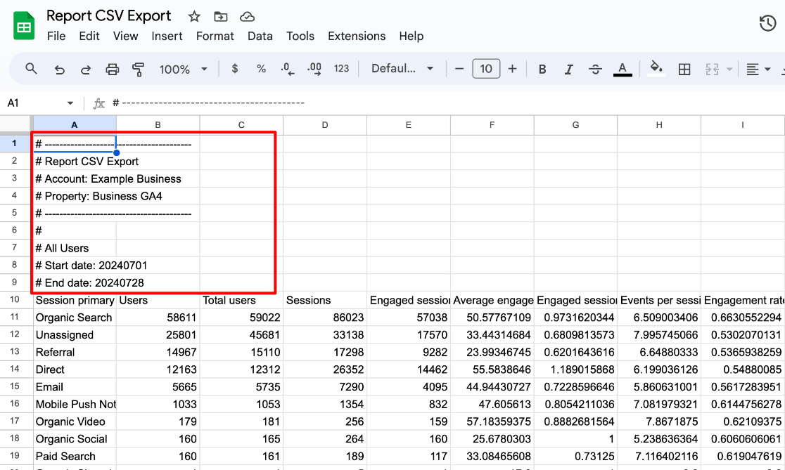 clean up ga4 report