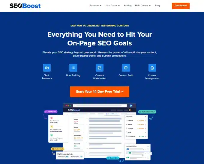 seoboost home - content audit tools