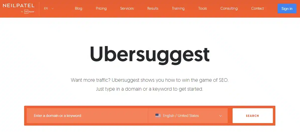 ubersuggest home