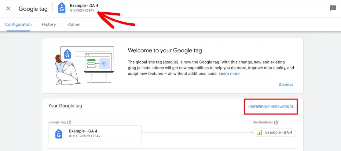 find your google analytics measurement id tag