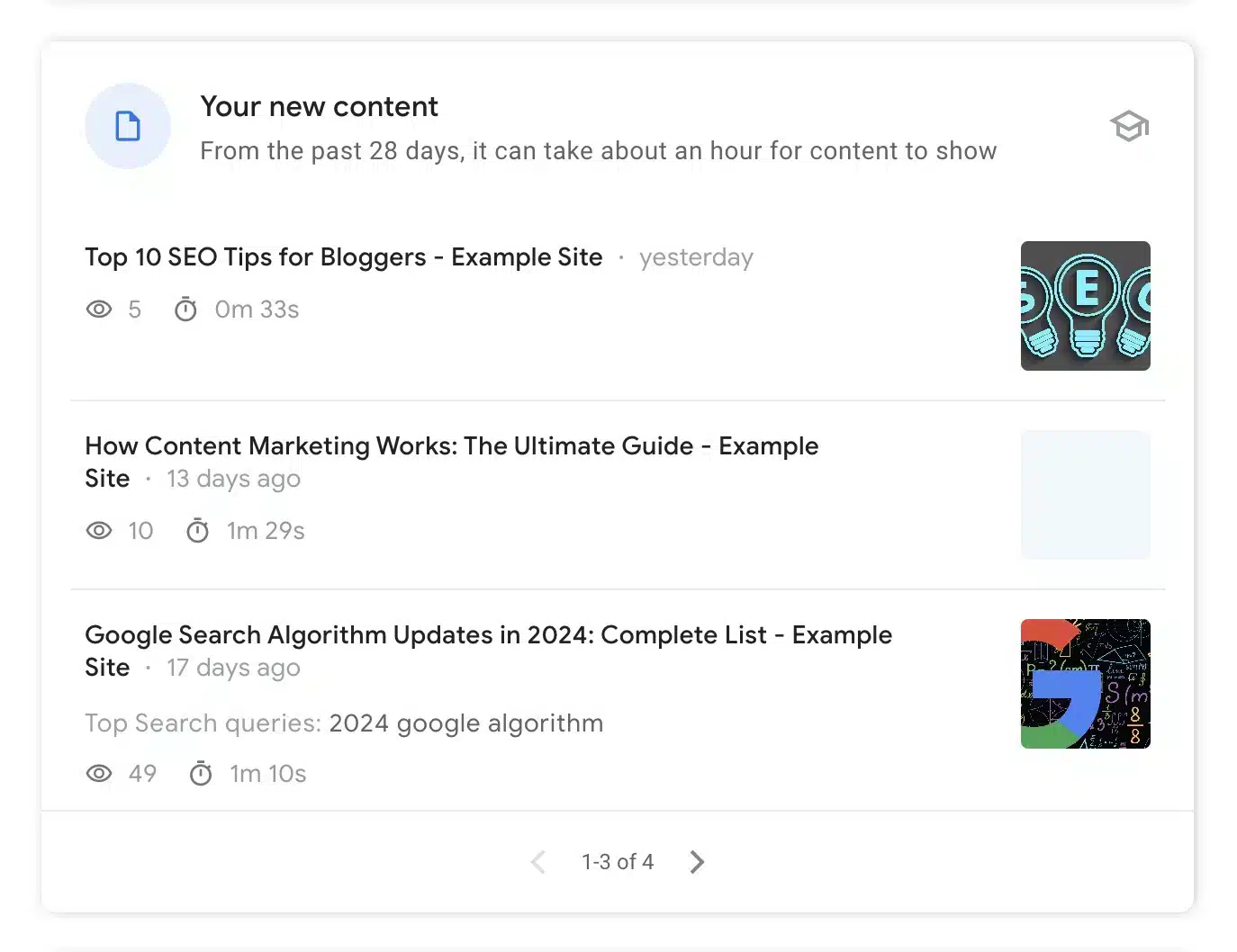 search console insights - new content report